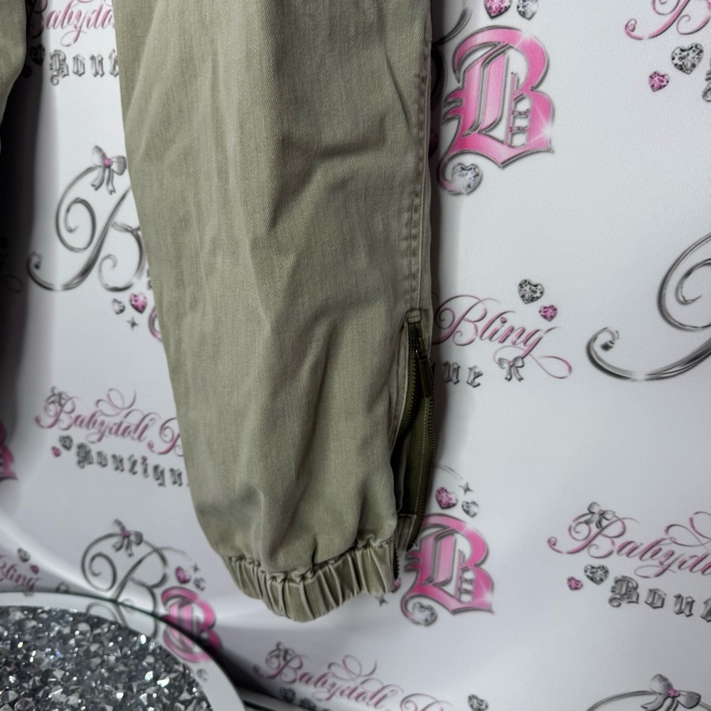 Michael kors cargo pants green olive military pockets zippers gold hardware - Picture 5 of 15
